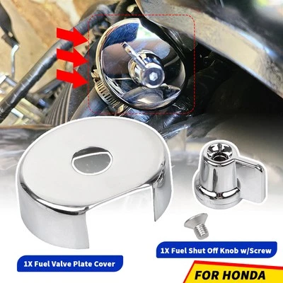 Juego de cubierta de perilla de válvula de cierre de combustible cromado para Honda Shadow VT750 VT1100 VTX1300 Foto 1 de 4