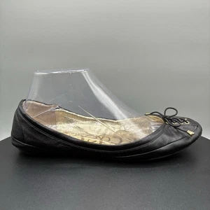 Sam Edelman Felecia Bow Ballet Flats Women’s 8.5 M Black Leather Round Toe - Picture 1 of 8