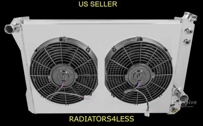 CAMPEÓN RADIADOR ALUMINIO 3 FILAS CON CUBIERTA Y VENTILADORES 12" CAMARO FIREBIRD  Foto 1 de 2