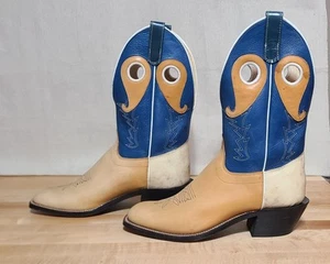 Anderson Bean Cowboy Boots ,  Mens 11 D , Rawhide Counter , Blue Tops , READ  - Picture 1 of 24