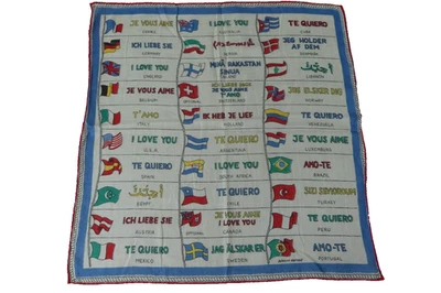Pañuelo De Colección I Love You Países Banderas de País Multilingües 13" Pañuelo Foto 1 de 4