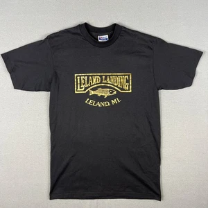 Camiseta De Colección Leland Landing Michigan Vacaciones Se Ajusta a S Fish Town Negra Años 80 EE. UU. - Imagen 1 de 8