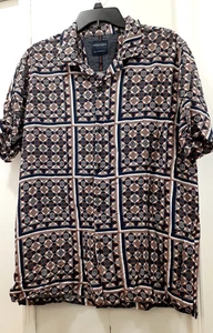 NWT Denim & Flower Shirt Ricky Singh Button Down SZ Mens XL Abstract Viscose S/S - Picture 1 of 10