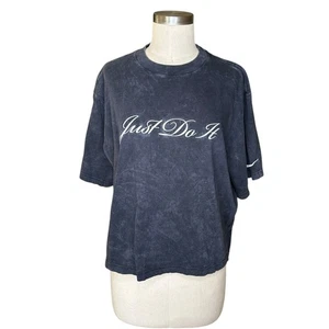 T-shirt NIKE Just Do It ricamata scritta boxy lavata nera donna taglia media - Foto 1 di 6