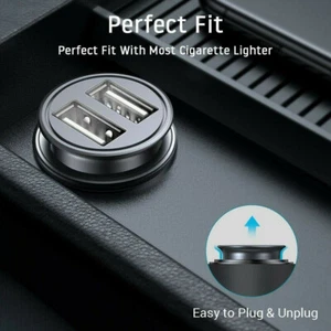 Fast Car Charger Dual USB Cigarette Lighter Socket Adapter For iPhone Samsung - Picture 1 of 12