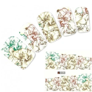 Tattoo Nail Blumen Lilien Blätter Aufkleber Nagel Sticker Nägel Fuß Water Decal - Picture 1 of 2