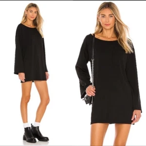 NUEVO CON ETIQUETAS Vestido Camiseta Lovers + Friends Negro Astrid Manga Larga M - Imagen 1 de 4