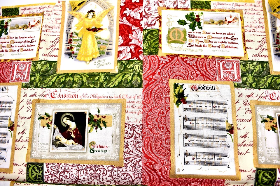 Christmas Music Fabric,Angels,Mary & Jesus,Poems,Music,Jo-anns,Cotton,74"x45" Foto 1 de 1