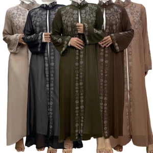 Dubai Women Open Abaya Cardigan Long Robes Kimono Party Kaftan Islamic Dresses - Bild 1 von 50