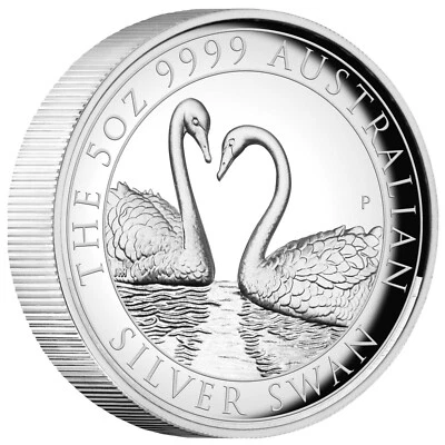 MONETA 8 DOLLARI ARGENTO 999.9  THE AUSTRALIAN SILVER SWAN 5 OZ  ELISABETTA II - Immagine 1 di 4
