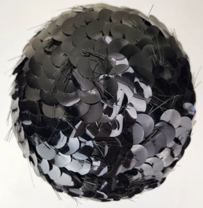 VTG Black Large Sequence Wool Pill Box Women's Hat Union Made 1950s - Picture 1 of 14
