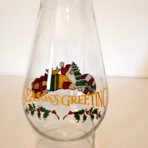 Decorative Glass Lamp Oil Chimney Shade Style  Holiday Seasons Greetings  8.5"T - Picture 1 of 8