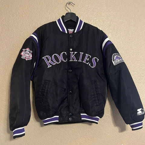 Vintage Colorado Rockies Starter Diamond Collection Satin Jacket YOUTH Large USA Cover