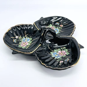 VINTAGE JAPAN KERAMIK HANDBEMALT DREI MEERESMUSCHELN GETEILTES SÜSSIGKEITEN SERVIERFACH - MCM - Bild 1 von 12