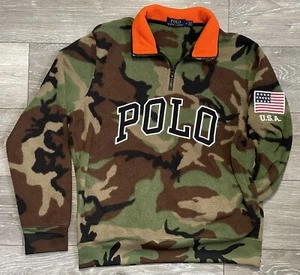 POLO RALPH LAUREN EE. UU. Bandera Camuflaje Polar Cuarto Cremallera Sudadera Para Hombres Mediana - Imagen 1 de 12