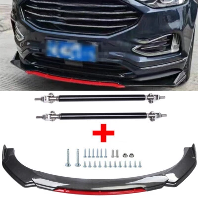 For Ford Explorer Front Bumper Lip Spoiler Splitter Strut Rod Carbon Fiber Black — 第 1/4 张图片
