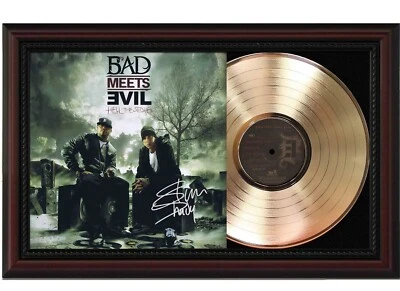 Eminem Bad Meets Framed Cherry wood Reproduction Signature LP Record Display. - Image 1 of 4
