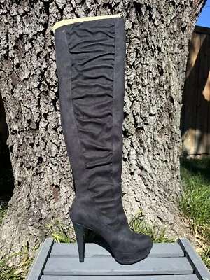 Bota Haden Michael Antonio negra de gamuza acanalada sobre la rodilla (28"H) - talla 8 Foto 1 de 4