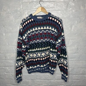 Jersey vintage Cape Isle Knitters para hombre patrón geométrico EE. UU. algodón XL - Imagen 1 de 12