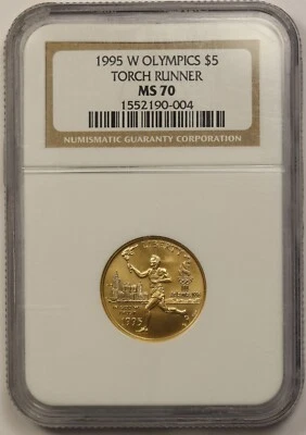 1995-W Torch Runner Gold Modern Commemorative $5 MS 70 NGC - Image 1 of 4