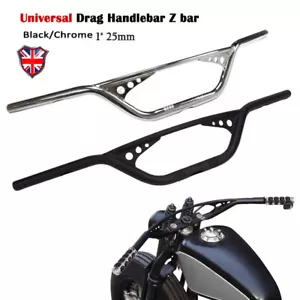 1" 25mm Motorcycle Drag Z Bar Handlebar For Harley XL883 1200 Dyna Softail - Picture 1 of 12