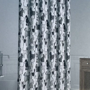 Shower Curtain With Hooks 71 X 72! New wt. Dog Design! Super Cute. Polyester - Picture 1 of 8