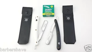 Juego de maquinillas de afeitar rectas para peluquero de afeitado para hombre y paquete de 100 cuchillas de un solo borde - Imagen 1 de 6