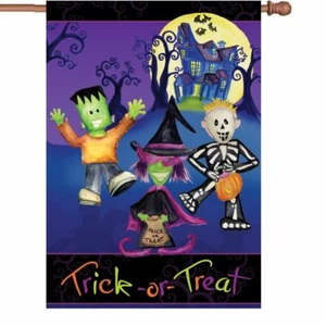 Happy Halloween Trick or Treat Treaters House Flag Premier 28x40 - Picture 1 of 1