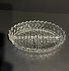 Vintage Fostoria American 3-part Divided Relish dish Clear Cube 