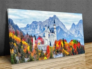 Neuschwanstein medieval castle panoramic mounted canvas print - Picture 1 of 8