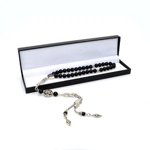 Cuentas de oración de piedra de ónix brillante negras (8 mm-33 cuentas) Tesbih - Tasbih - Tasbeeh - Imagen 1 de 8