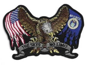 Air Force Eagle Aufnäher 5 Zoll | The Skys No Limit amerikanische Flagge | bestickt groß - Bild 1 von 5