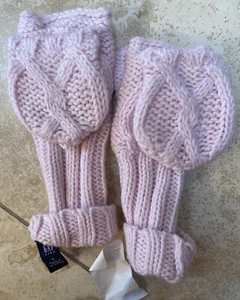 New Gap Kids Pink Cable Knit Fingerless/Mittens Size S - Picture 1 of 5