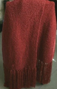 Women's Prayer Shawl with Fringes/20 X 60 Inches wide/Covered Bridge Red Yarn - Picture 1 of 4