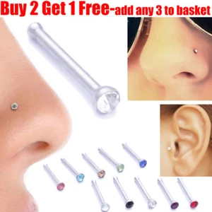 Acero quirúrgico pequeño cristal nariz perno tragus pasador bola extremo cuerpo joyería - Imagen 1 de 12