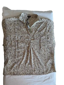 Coco Carmen Eliza V-Neck Tunic Top Size S/M Tan Splatter Pattern NWT - Picture 1 of 7