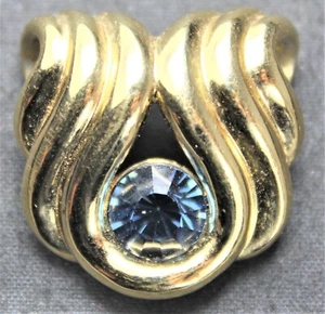 Nolan Miller Gold-Tone Necklace Slide Pendant w/ Blue Stone - Picture 1 of 2