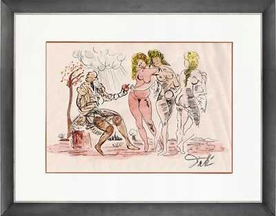 SALVADOR DALÍ - boceto antiguo ACUARELA - ¡GRAN ARTE!!! Foto 1 de 2