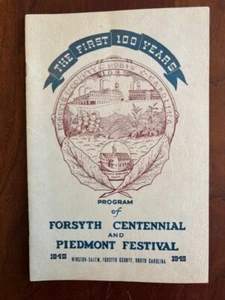 1949 Forsyth Centennial & Piedmont Festival Program, Winston-Salem, N. Carolina - Picture 1 of 1