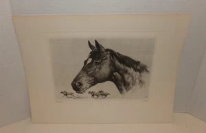 R.H. Palenske HILL PRINCE Drypoint Etching Print Horse Equine Legends 12x16 - Picture 1 of 7