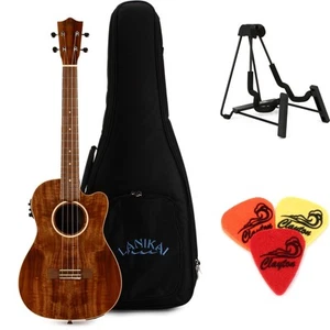 Lanikai ACST-CEB Acacia Baritone Acoustic-Electric Ukulele Essentials Bundle - - Picture 1 of 1