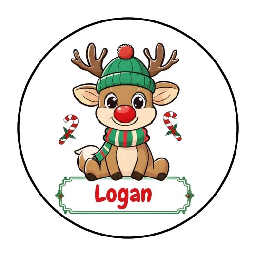 30 etiquetas adesivas de Natal personalizadas 1,5" nome etiquetas de presente favores renas - Imagem 1 de 1