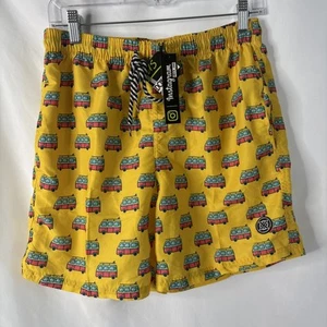 Redox Jeans Instagram Men’s Large Yellow Bus Van Shorts Bathing Swim Suit NEW - Picture 1 of 9