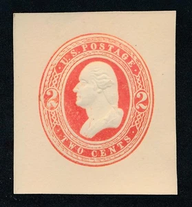 UNITED STATES (US) U237 UNUSED VF 2c RED ON AMBER CUT SQUARE - Picture 1 of 2