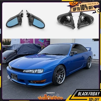 For Nissan 200SX Silvia S14 S14A (LHD) Carbon Fiber Side Rear view Aero Mirror - Image 1 of 4