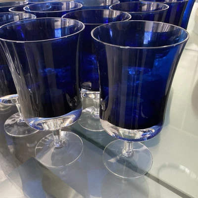 VINTAGE DENBY MIRAGE COBALT BLUE WATER/WINE GLASS 6.5” LARGE - Image 1 of 4