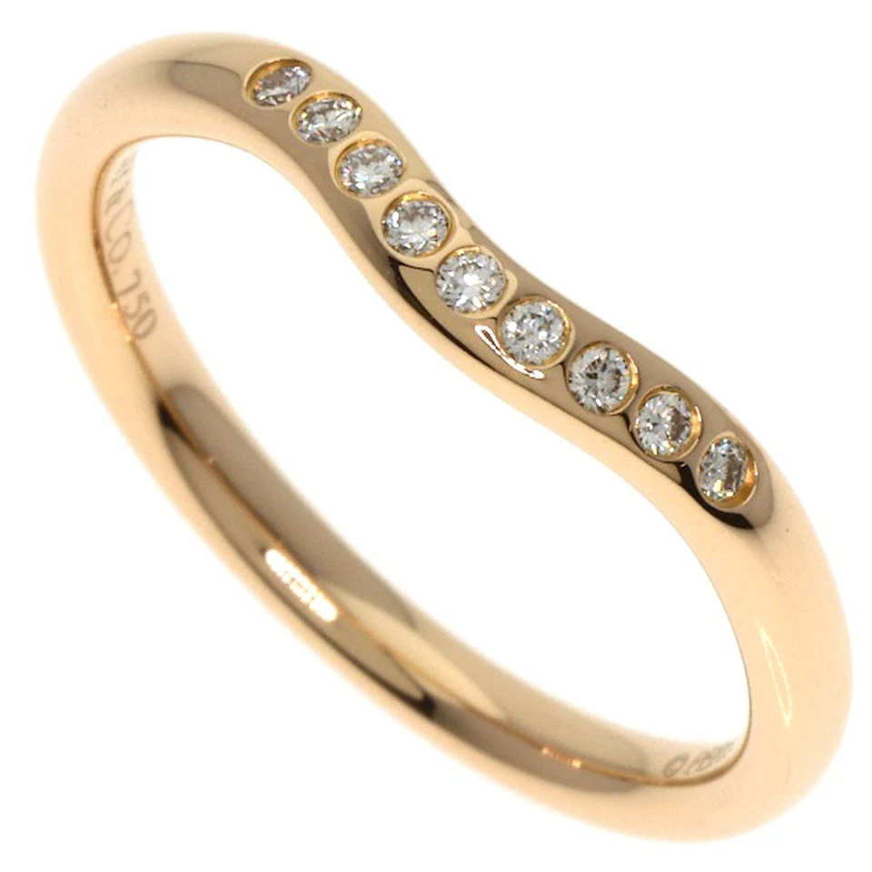 TIFFANY&Co.  Anillo Banda Curvada Diamantes Oro Rosa K18 Damas [Usado] Foto 1 de 4