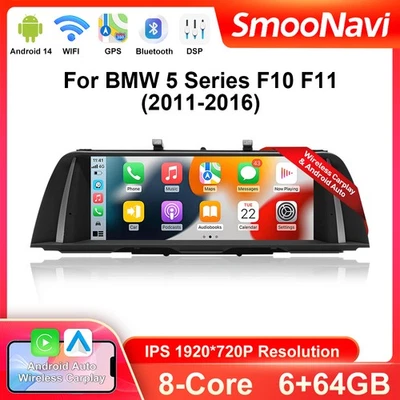 10,25" Android 14 6+64GB Autoradio BMW 5 Ser F10 F11 CIC Navi DAB CarPlay WIFI - Bild 1 von 4