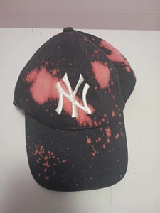 47 MLB New York Yankees Hat Unique Black Pink Bleach Splatter Design Cap - Picture 1 of 5