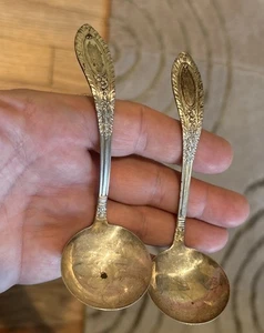 Coppia Mestoli Vintage Manchester Gardroonette Argento Sterling Crema Argento Sterling - Foto 1 di 4